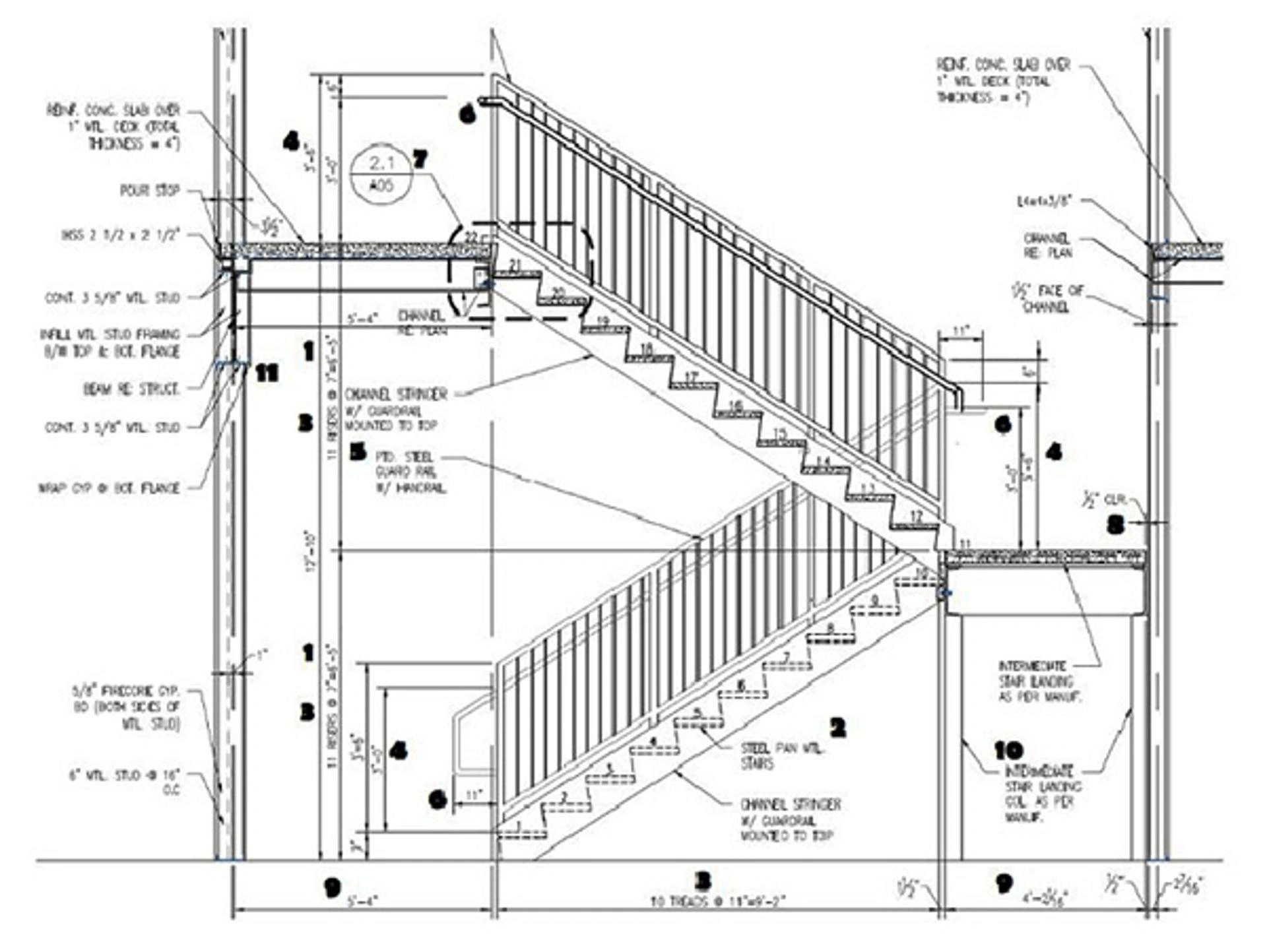 bản vẽ cầu thang 21 bậc